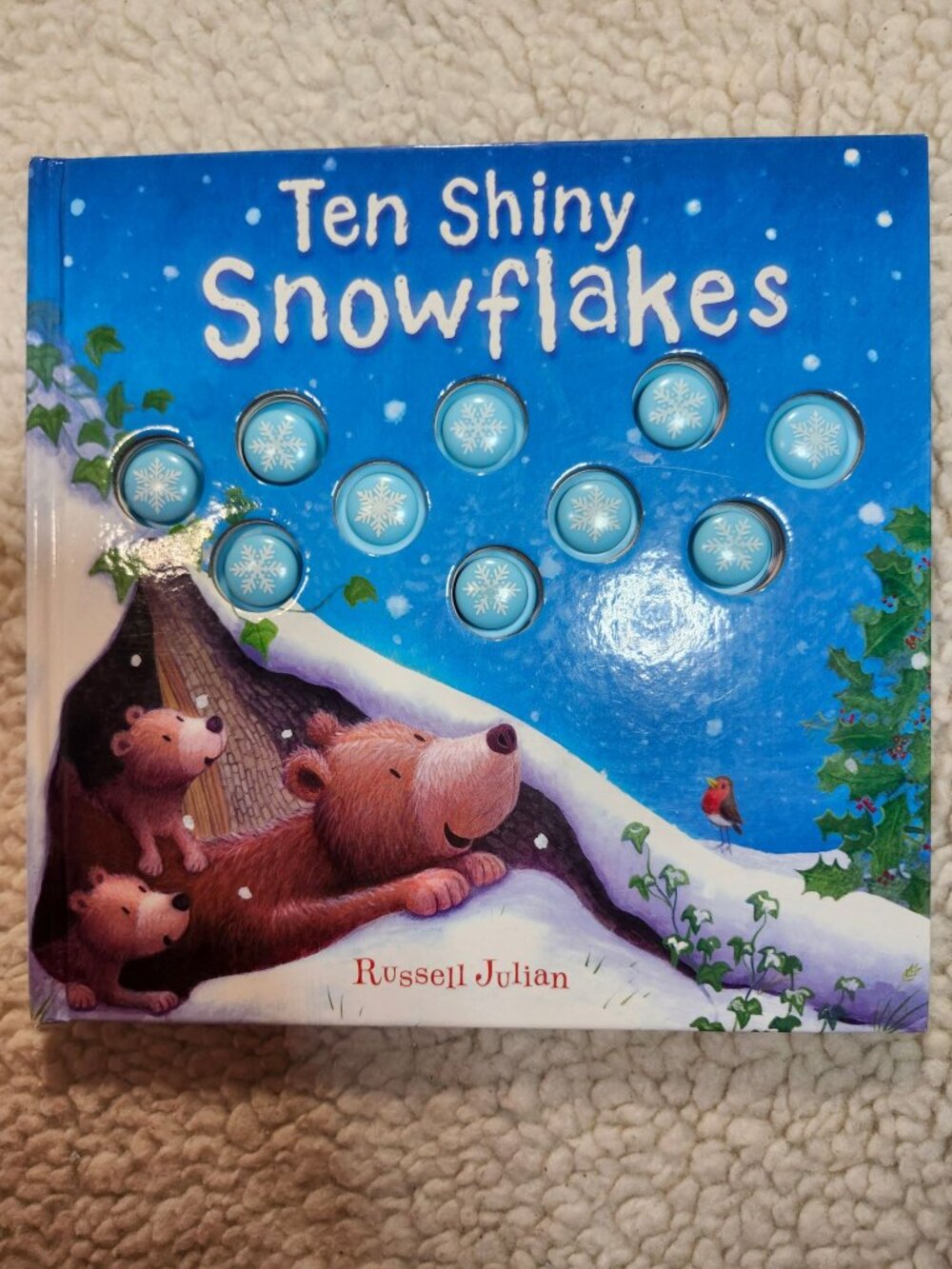 Ten Shiny Snowflakes Board Book Russell Julian Caterpillar Counting Buttons